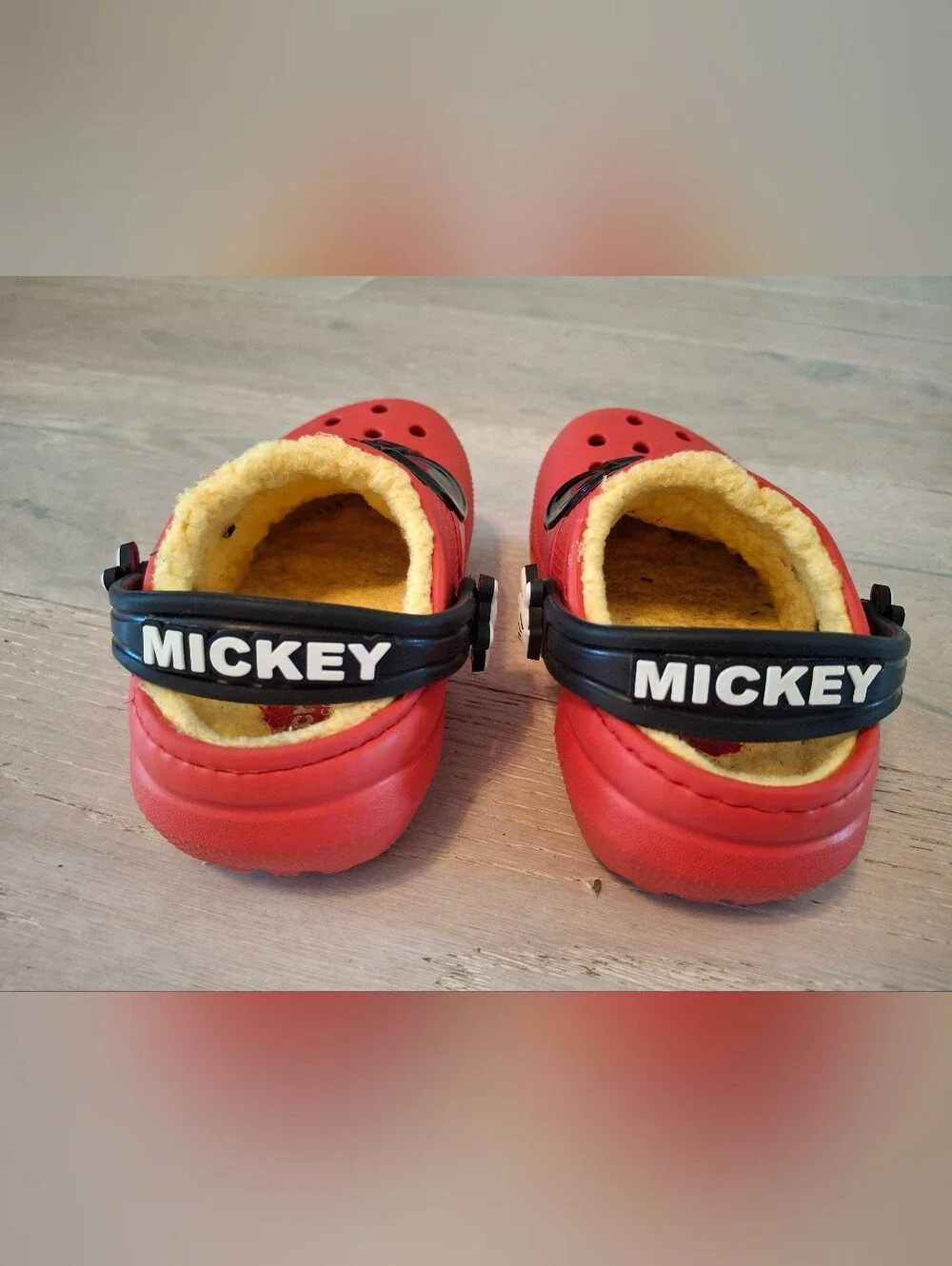 Disney Mickey CROCS Red Kids Fuzzy-Lined Clogs with Black Accents